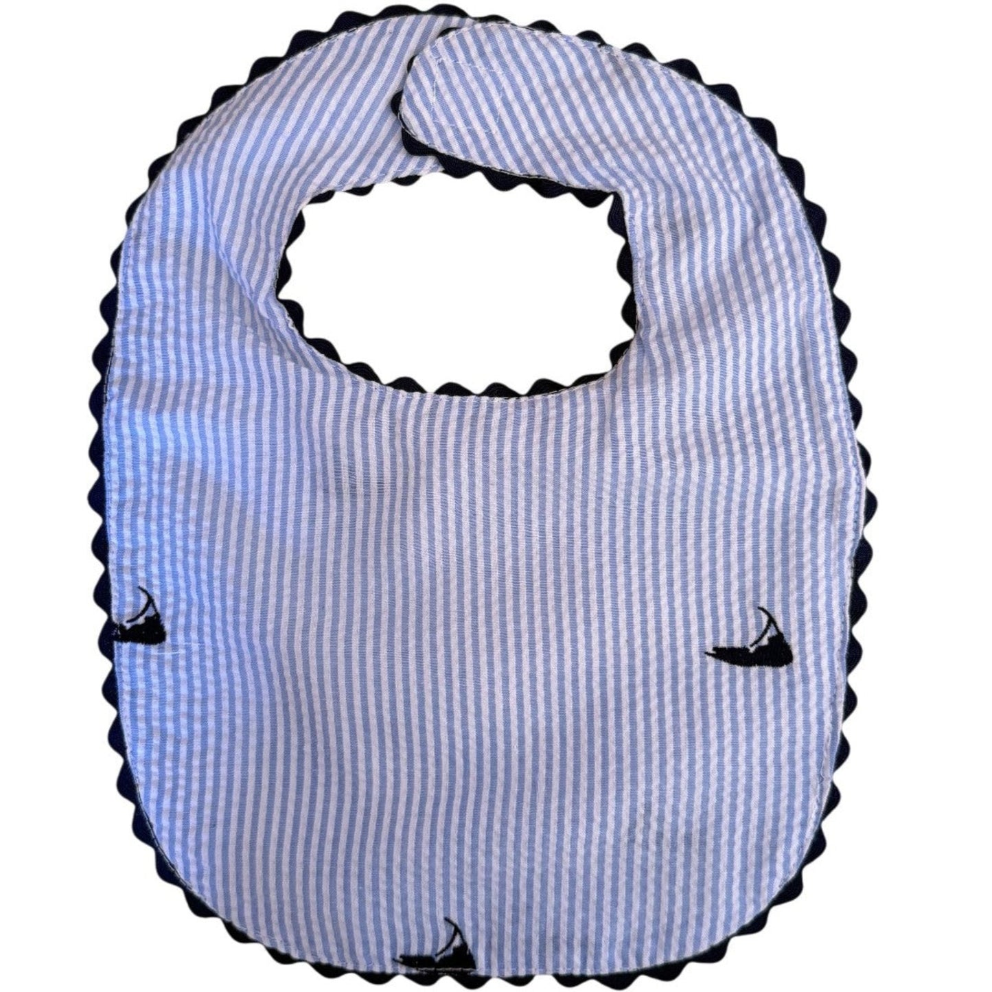 Light Blue Seersucker Bib with Nantuckets