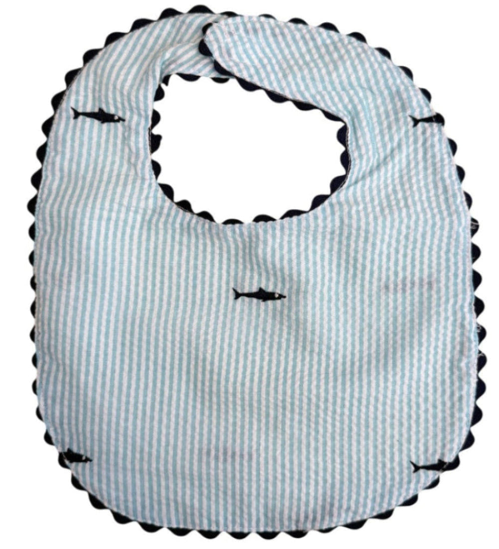Turquoise with Navy Shark Bib