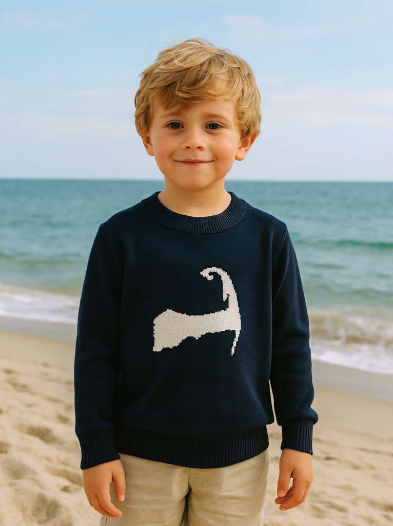Navy Cape Cod Cotton Crewneck Kids Sweater