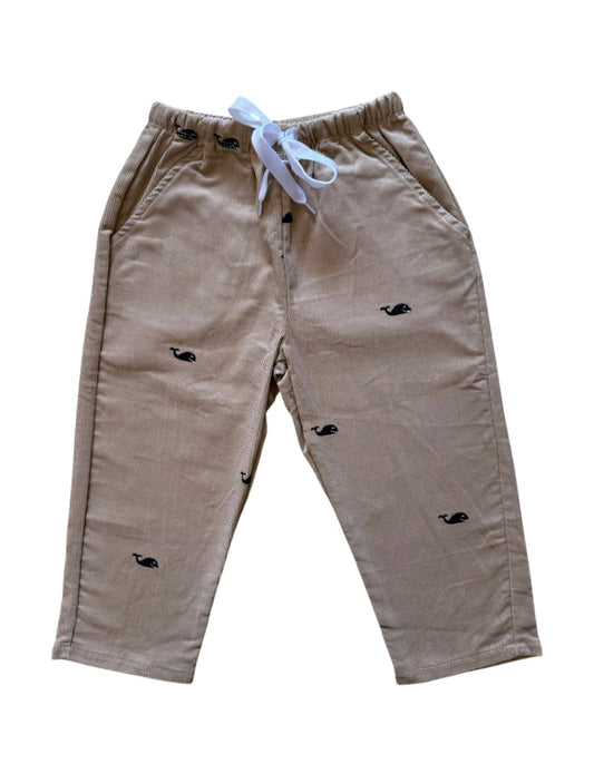 Tan Corduroy Pants with Navy Whales
