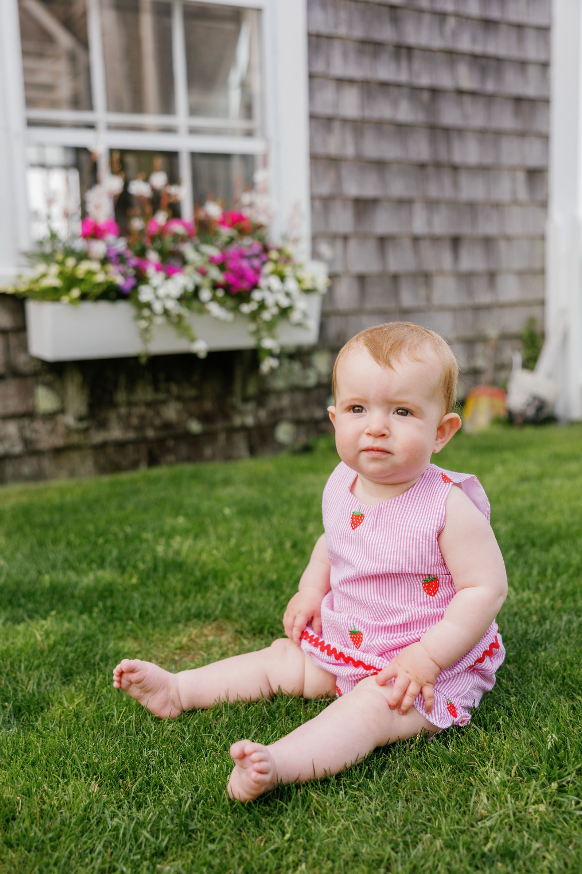 Pink Seersucker Strawberry Dress