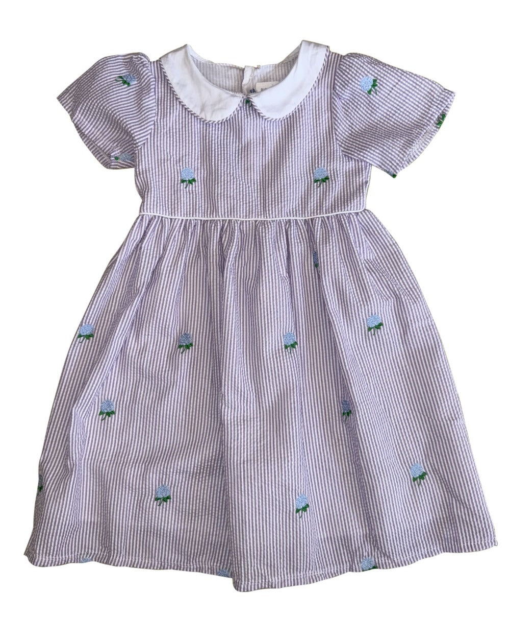 Lilac Seersucker Hydrangea Dress Peter Pan Collar