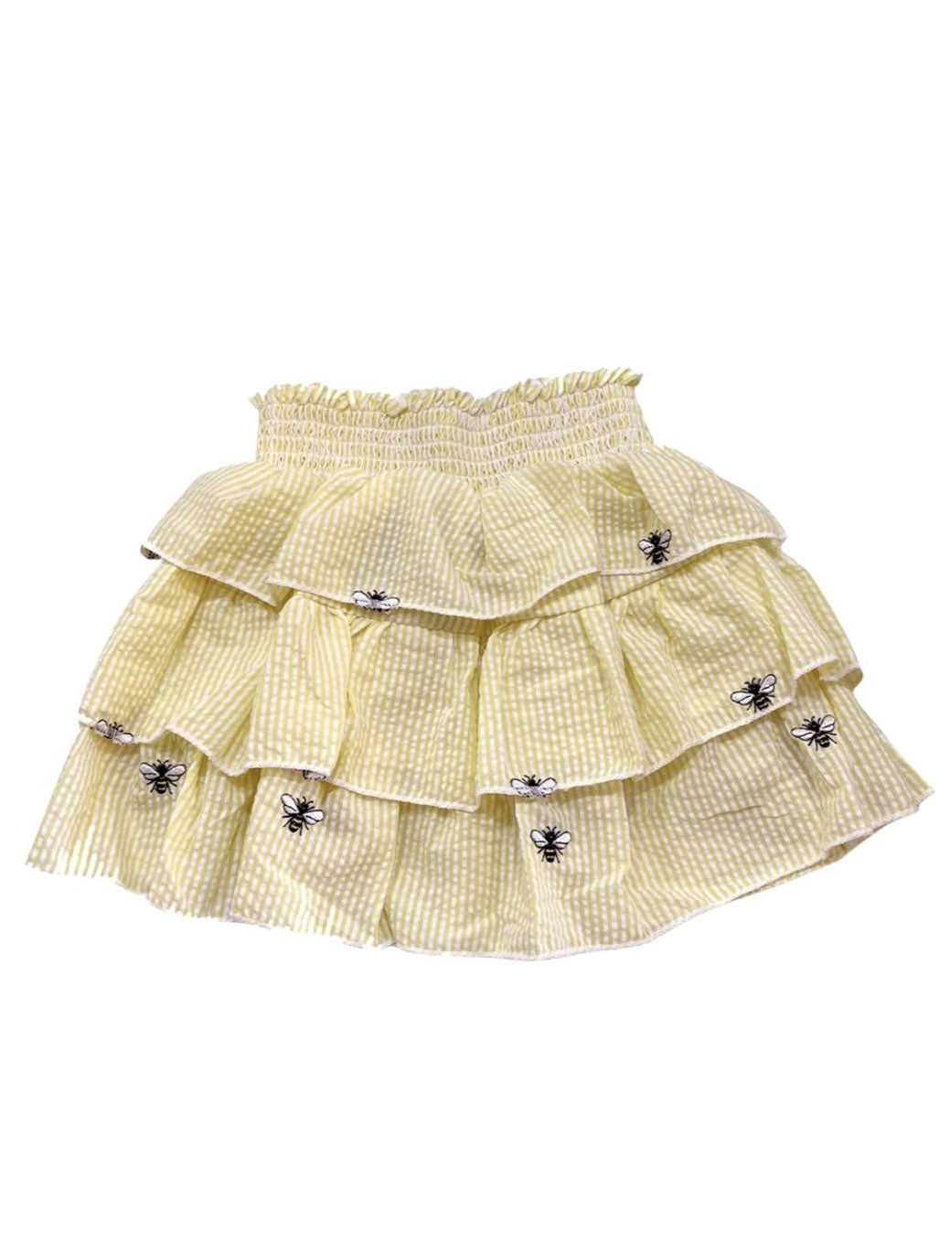Yellow Tiered Ruffle Skirt with Bees