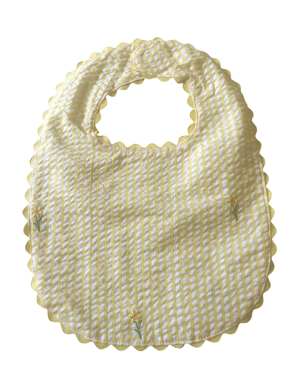 Yellow Gingham Bib with Daffodils