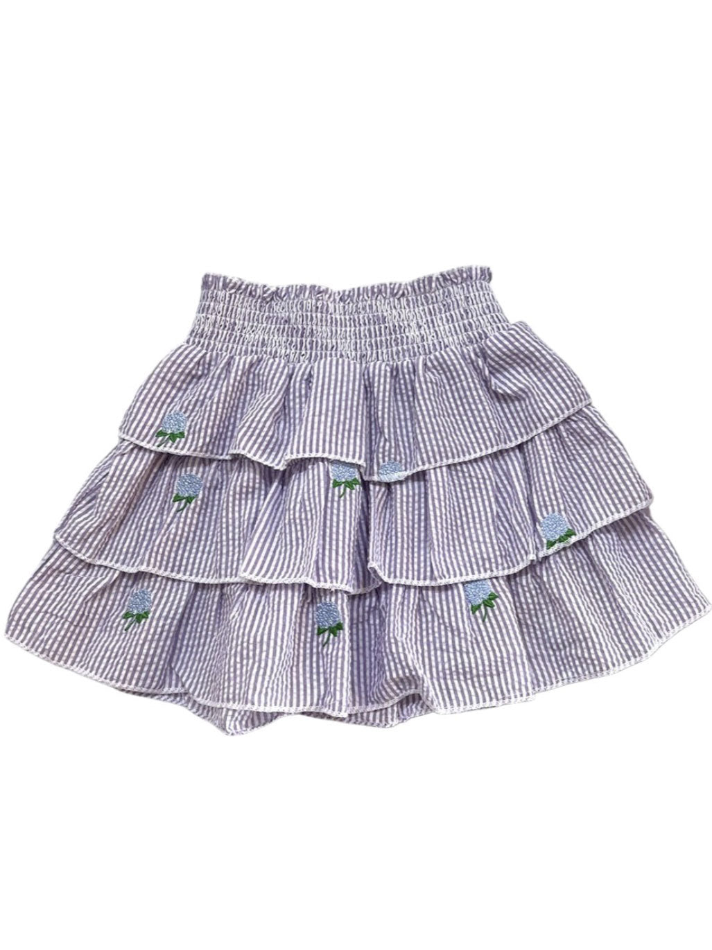 Lilac Tiered Ruffle Skirt with Hydrangeas