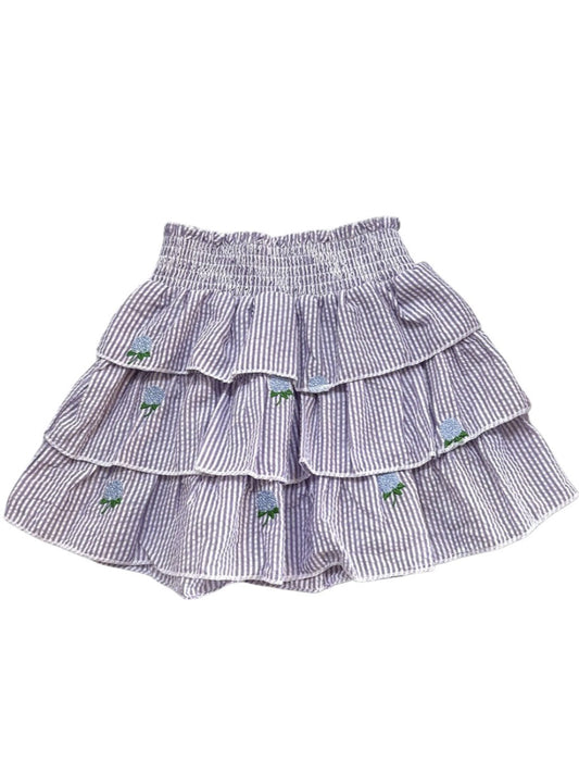 Lilac Tiered Ruffle Skirt with Hydrangeas