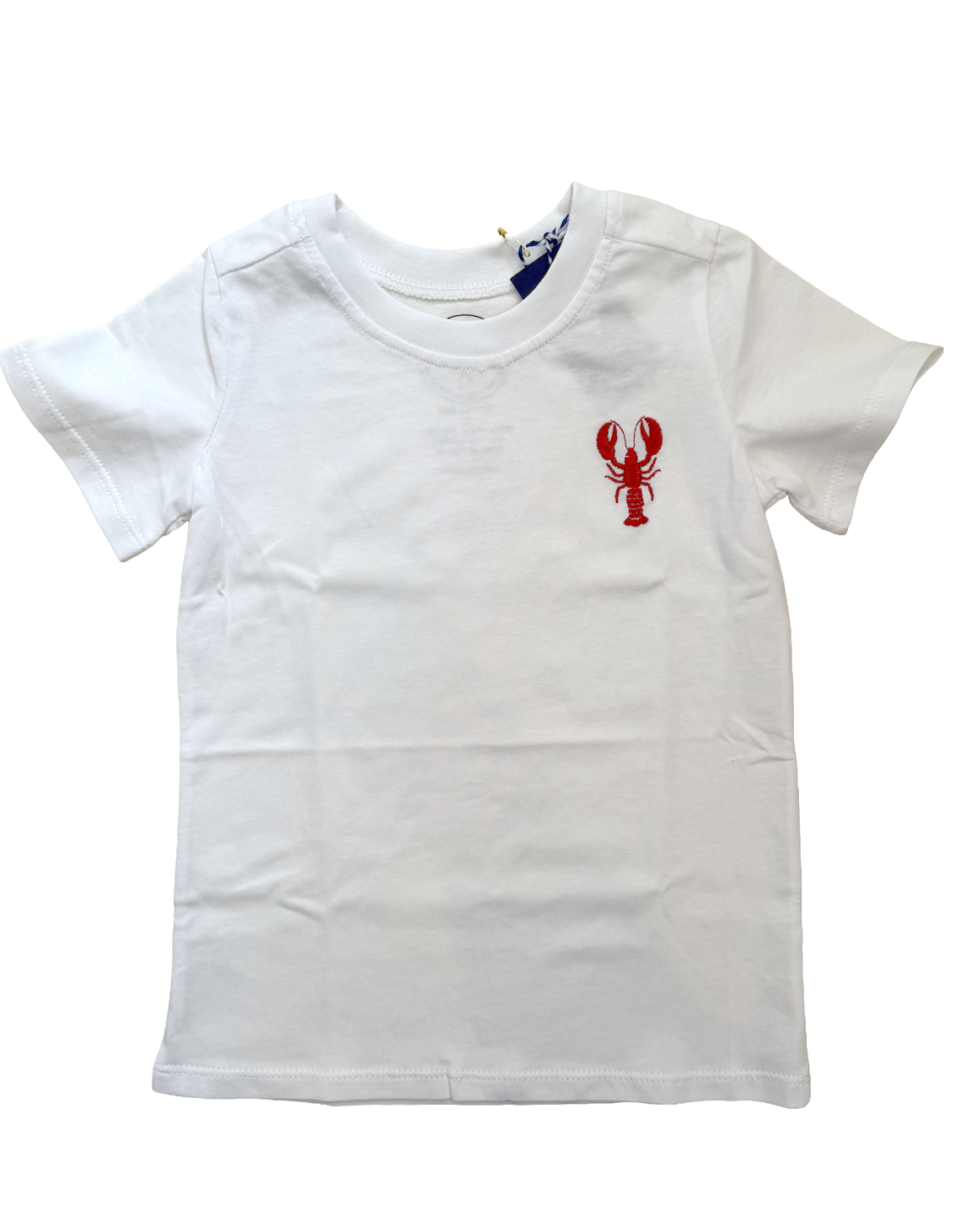 White Embroidered Red Lobster Icon Tee Shirt