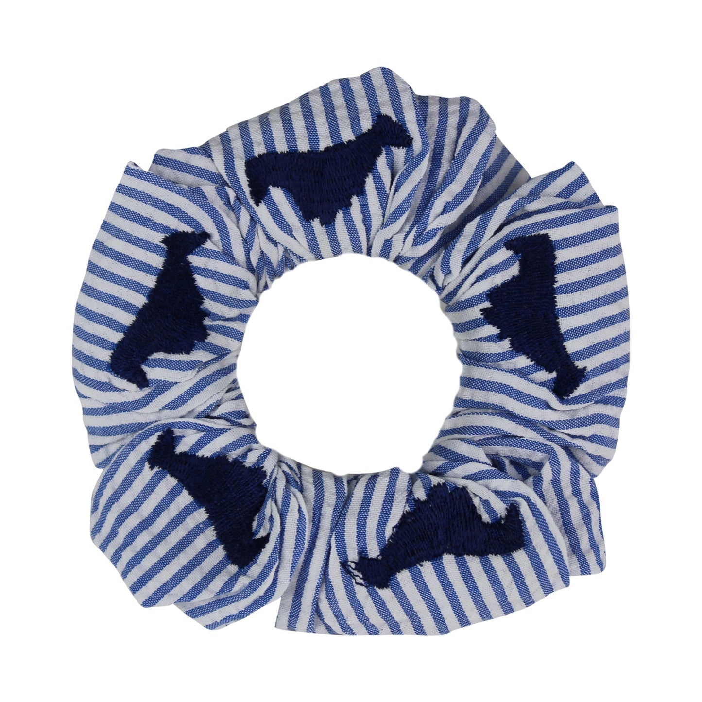 Blue Seersucker with Navy Martha's Vineyard Scrunchies