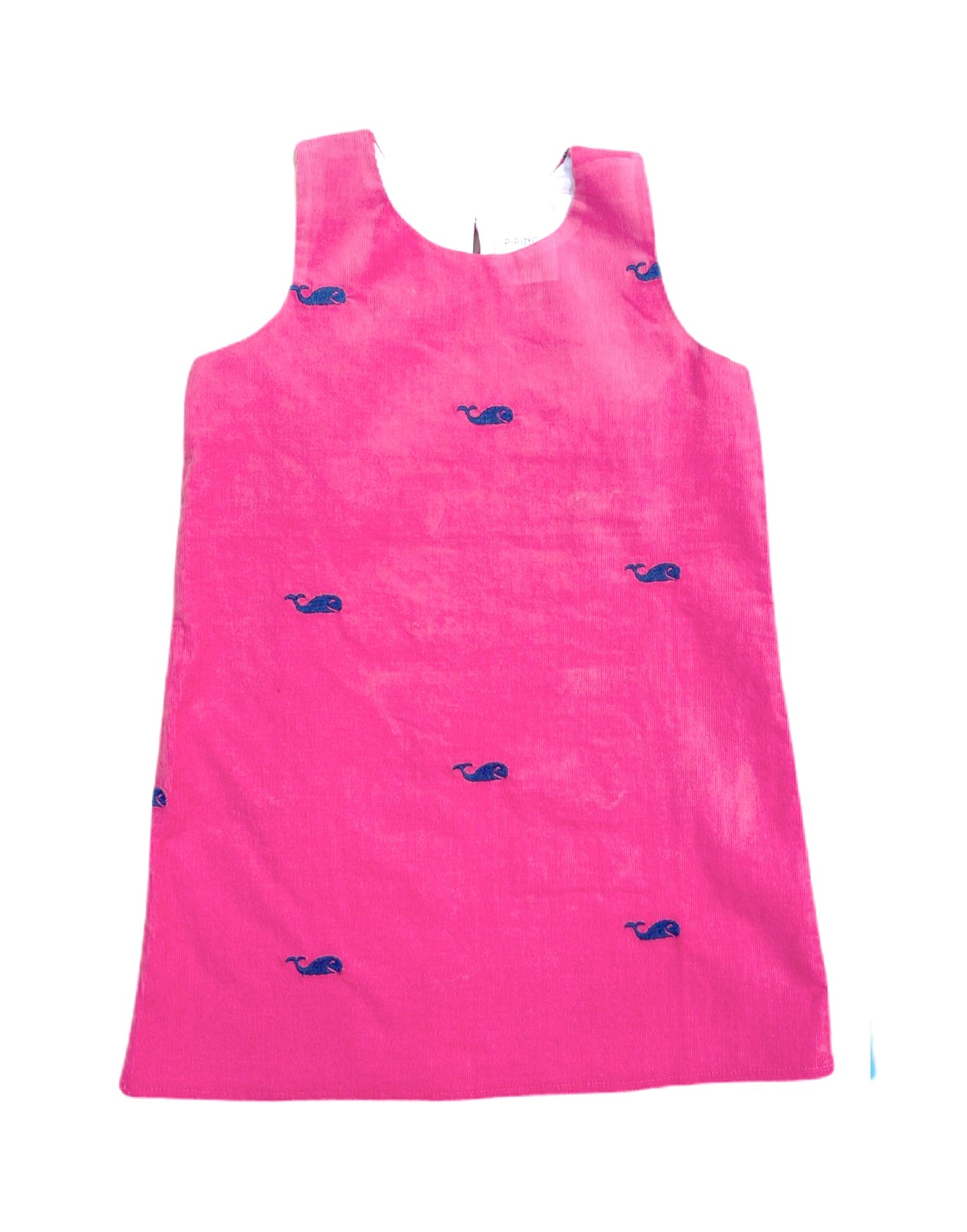 Hot Pink Corduroy Jumper Dress with Embroidered Navy Whales 2 Hot Pink Corduroy Jumper Dress with Embroidered Navy Whales 2