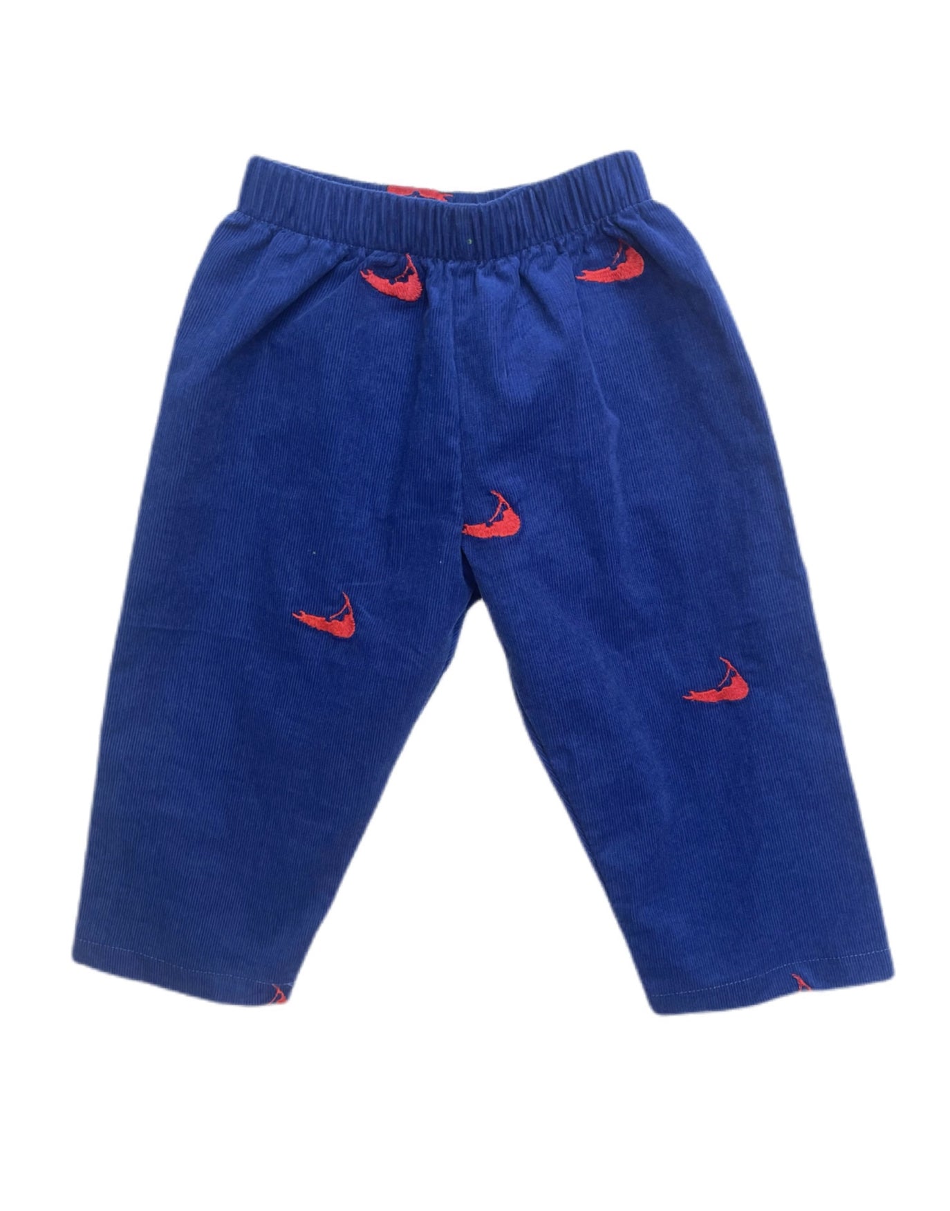 Navy Corduroy Red Embroidered Nantuckets Pants