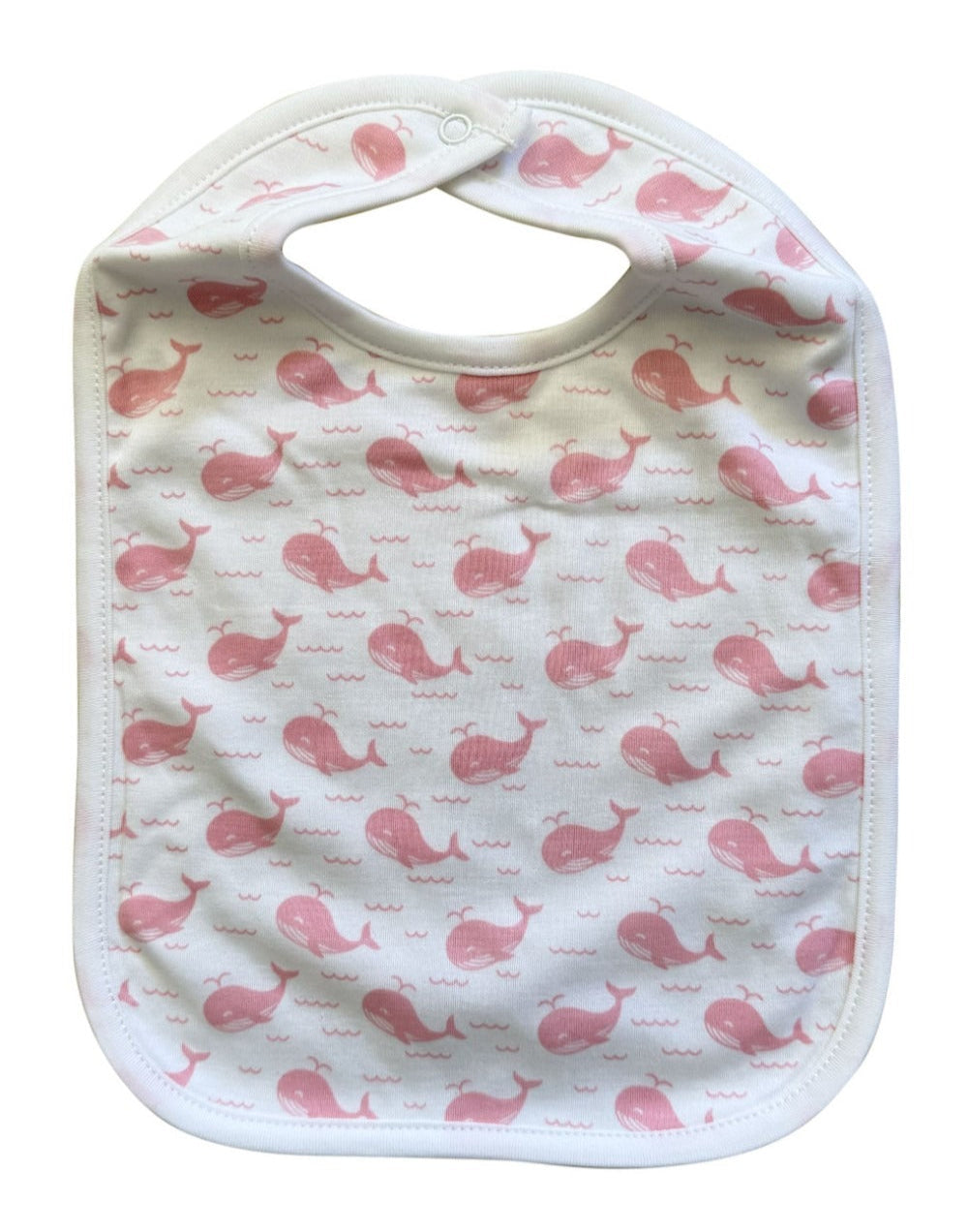 Pink Whales + Waves Baby Bib