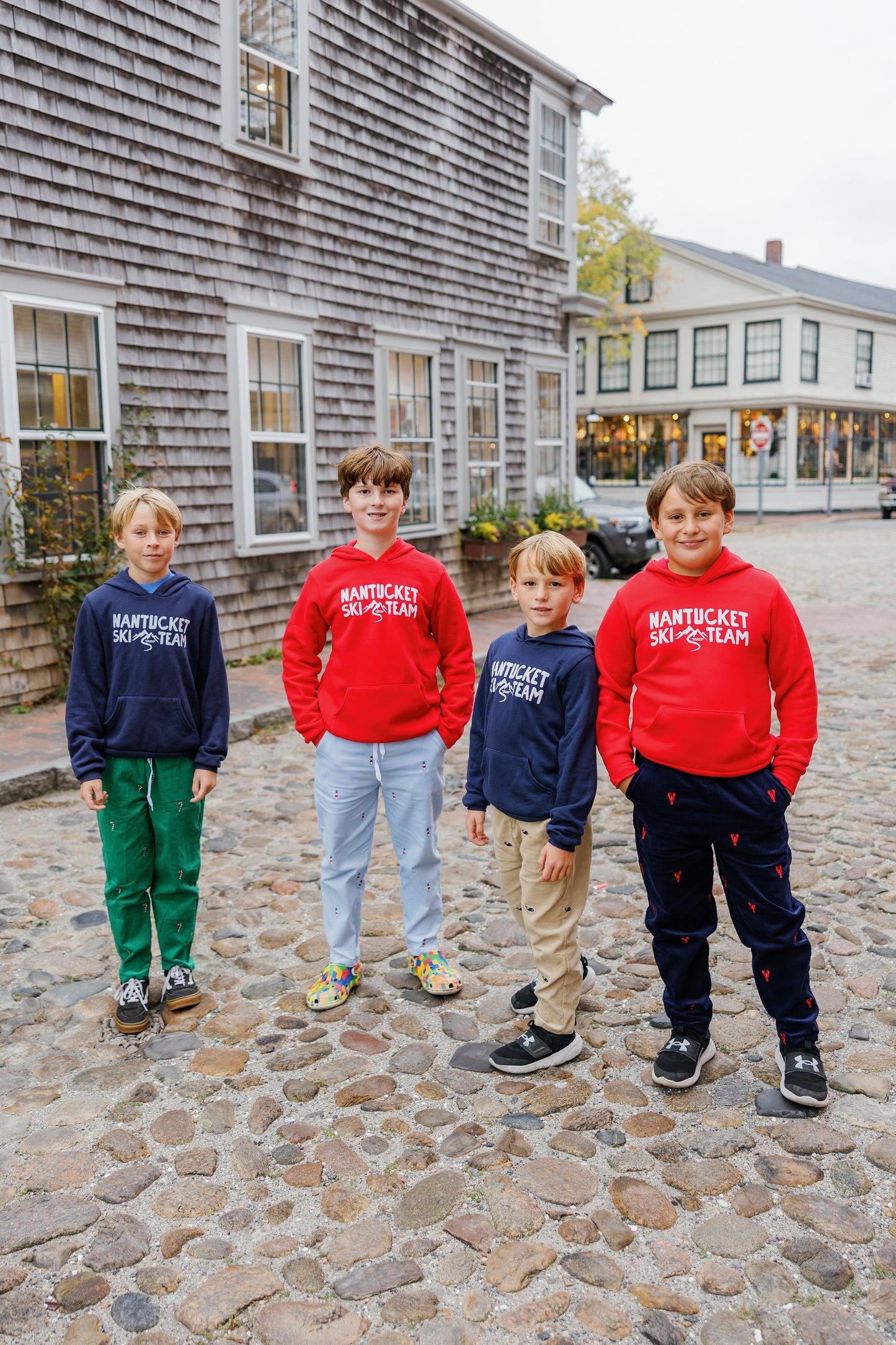 Light Blue Corduroy Pants with Sankaty Lighthouse