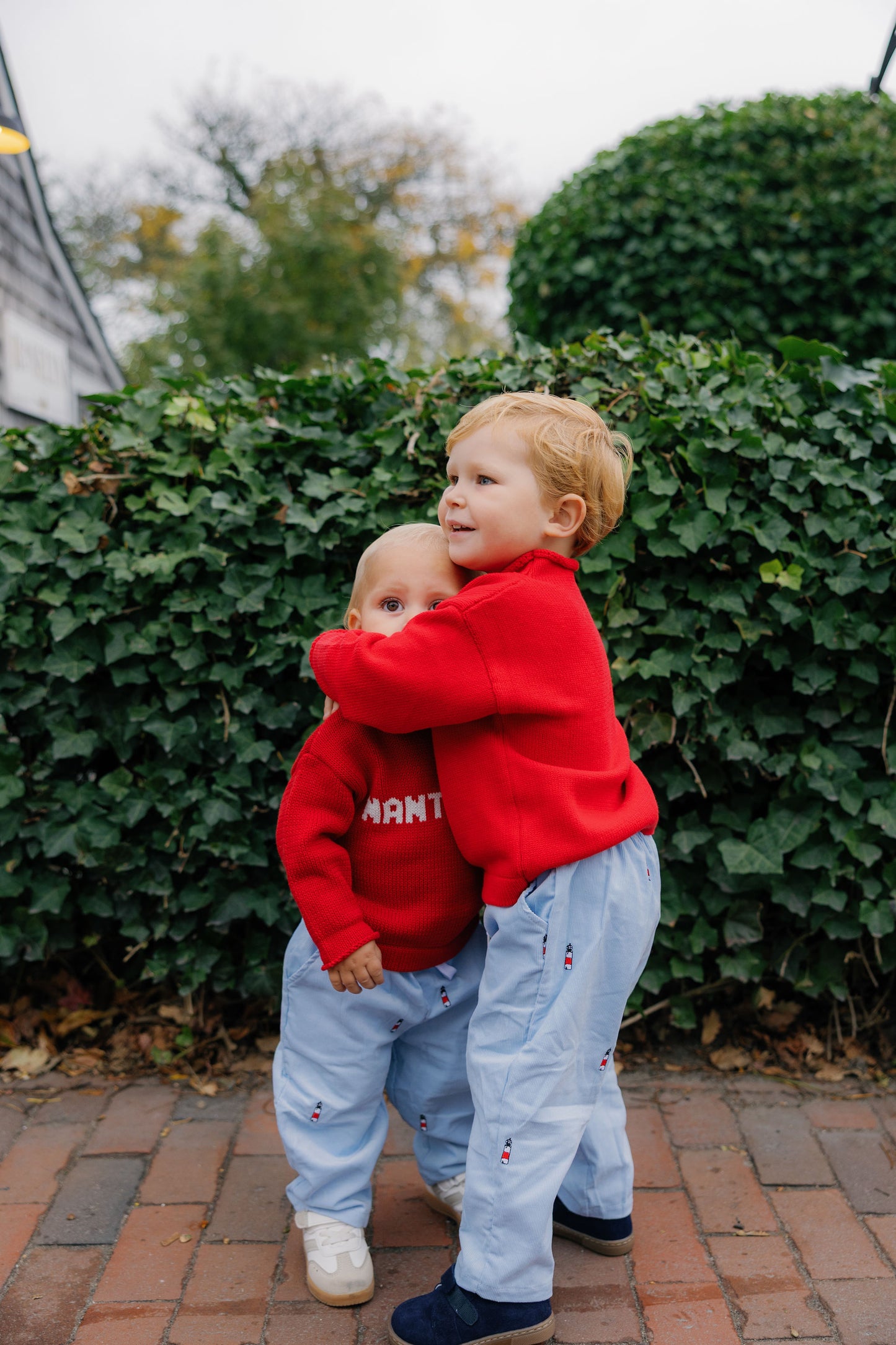 Light Blue Corduroy Pants with Sankaty Lighthouse