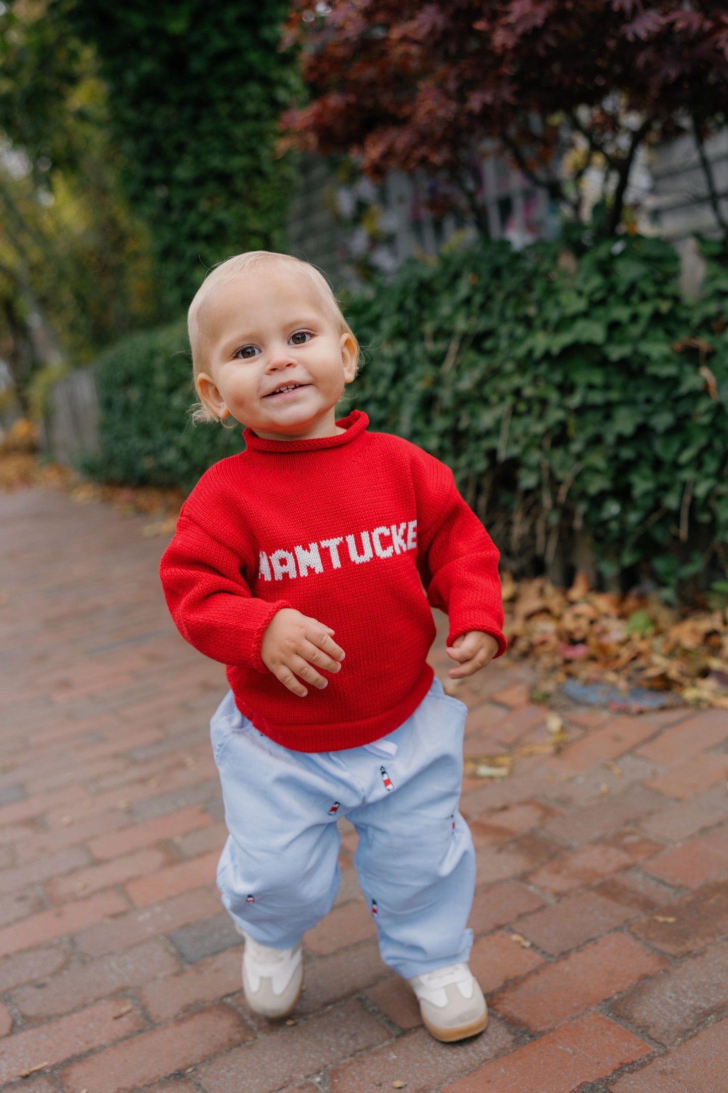 Light Blue Corduroy Pants with Sankaty Lighthouse