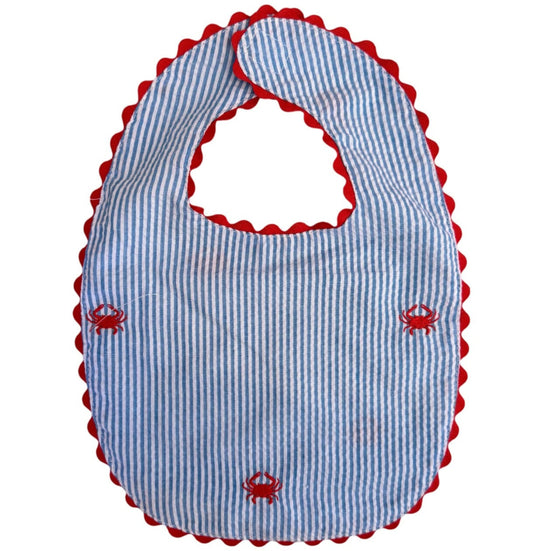 Slate Blue Seersucker Crab Bib