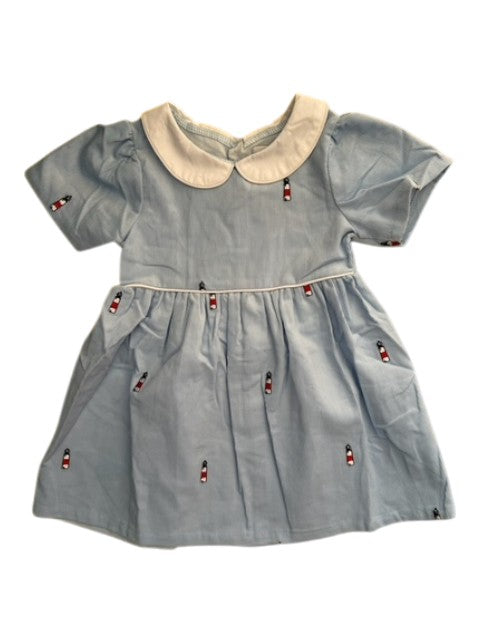 Light Blue Corduroy Dress with Sankaty Lighthouse