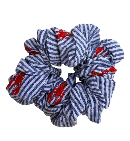 Blue with Red Lobster Scrunchie