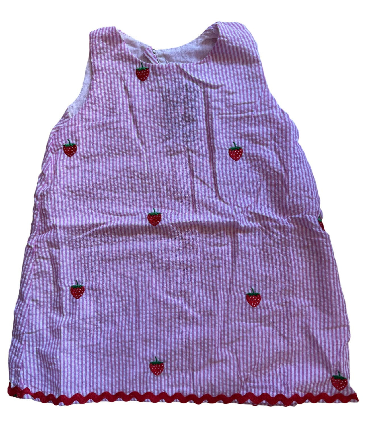 Pink Seersucker Strawberry Dress