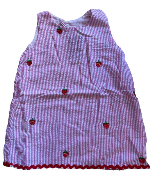 Pink Seersucker Strawberry Dress