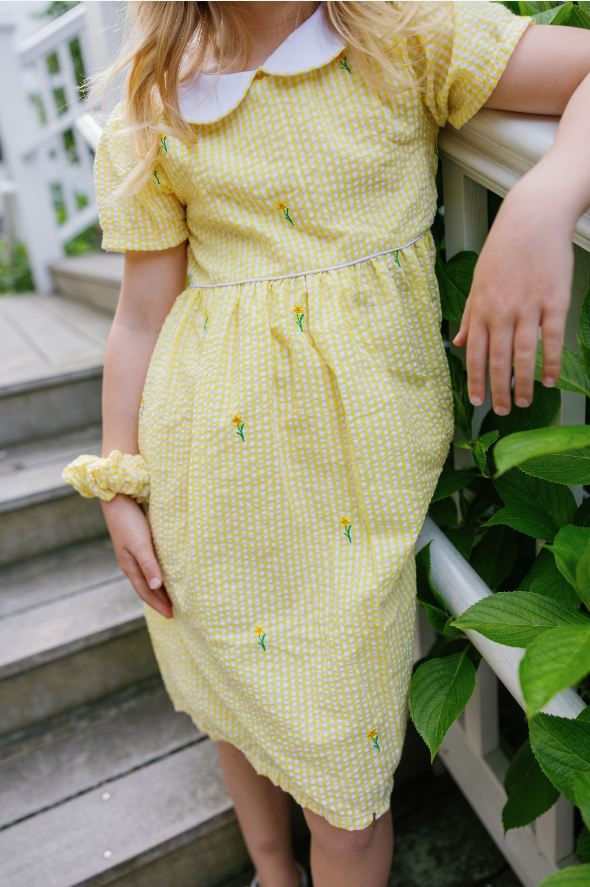 Yellow Gingham Daffodil Dress with Peter Pan Collar