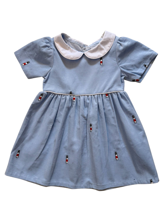 Light Blue Corduroy Dress with Sankaty Lighthouse