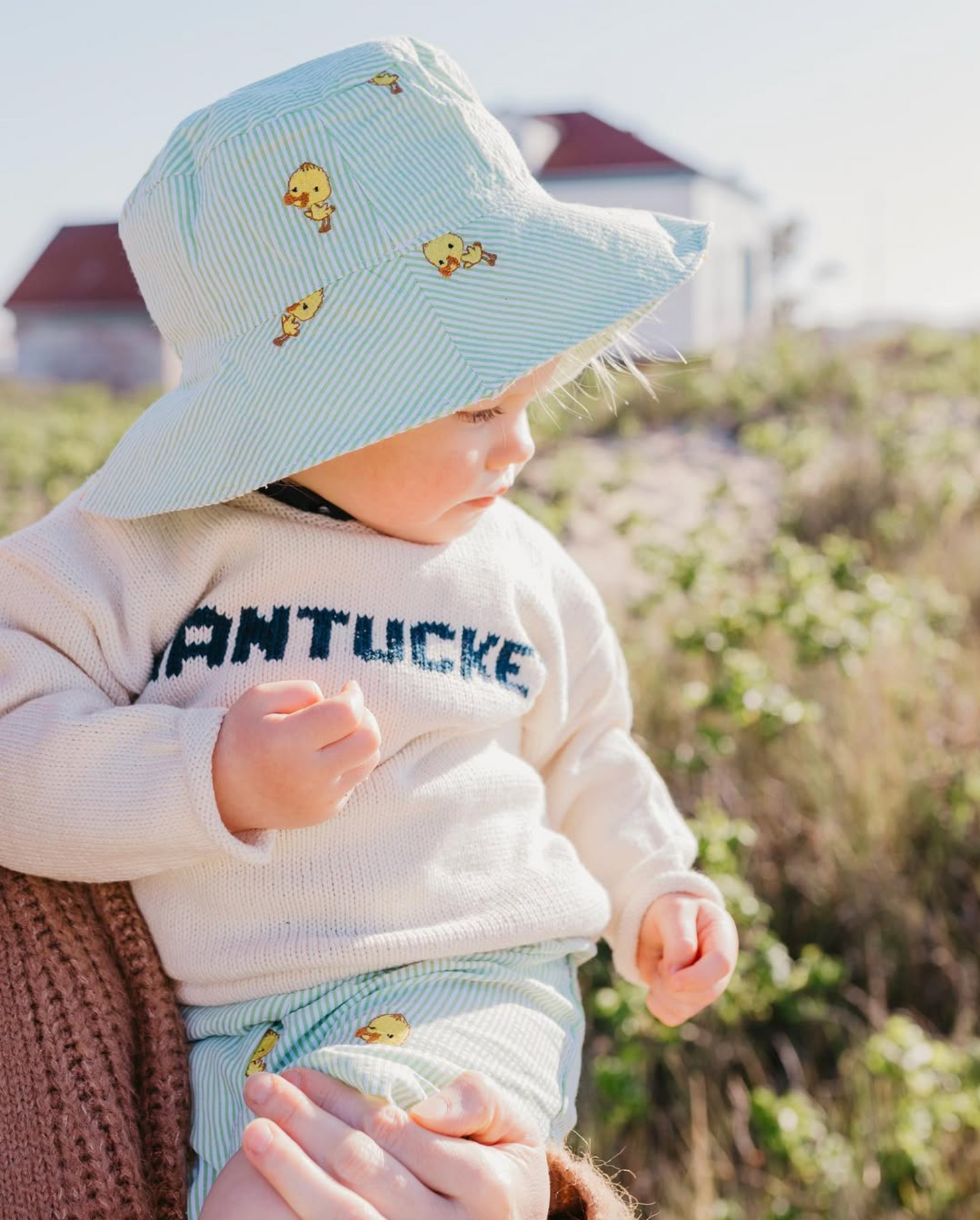 Custom Embroidered Seersucker Logo Baby Bucket Hats