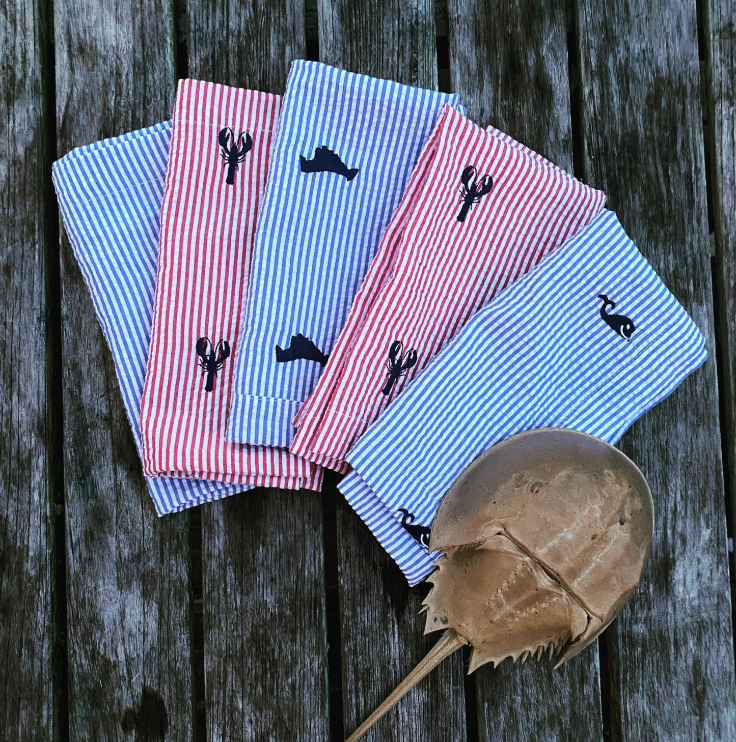 Custom Embroidered Seersucker Logo Dog Bandanas