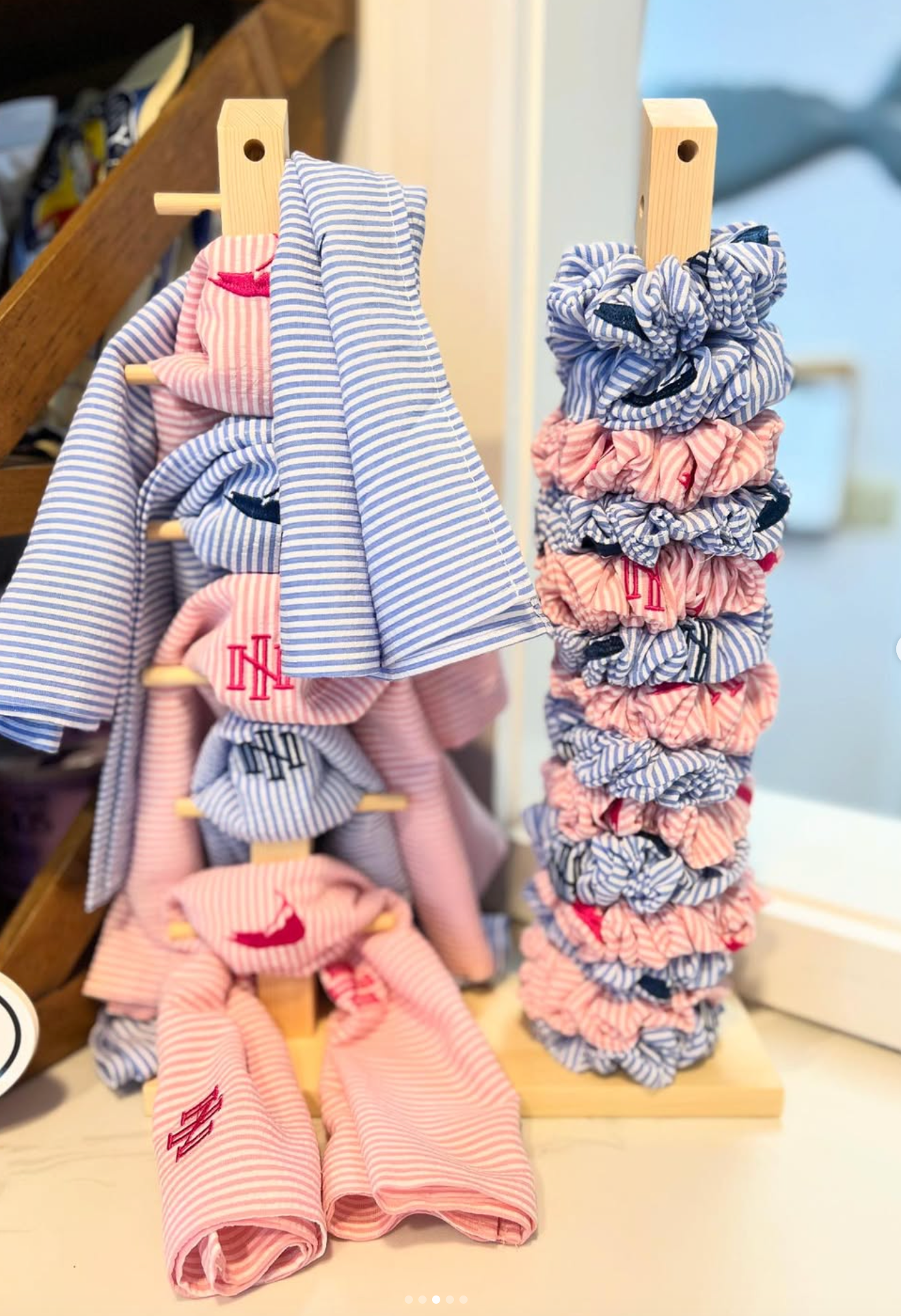 Custom Embroidered Logo Seersucker Scrunchies