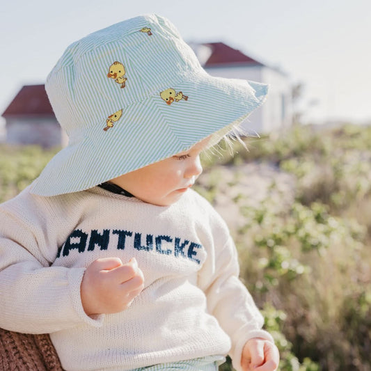 Custom Embroidered Seersucker Logo Baby Bucket Hats