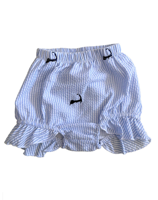 Light Blue Seersucker with Navy Cape Cod Bloomers
