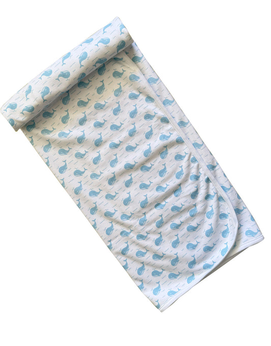 Blue Whales + Waves Baby Blanket