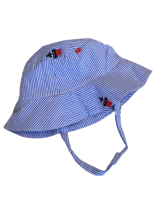 Blue Seersucker with Embroidered Duxbury Bay Lighthouses Baby Bucket Hat