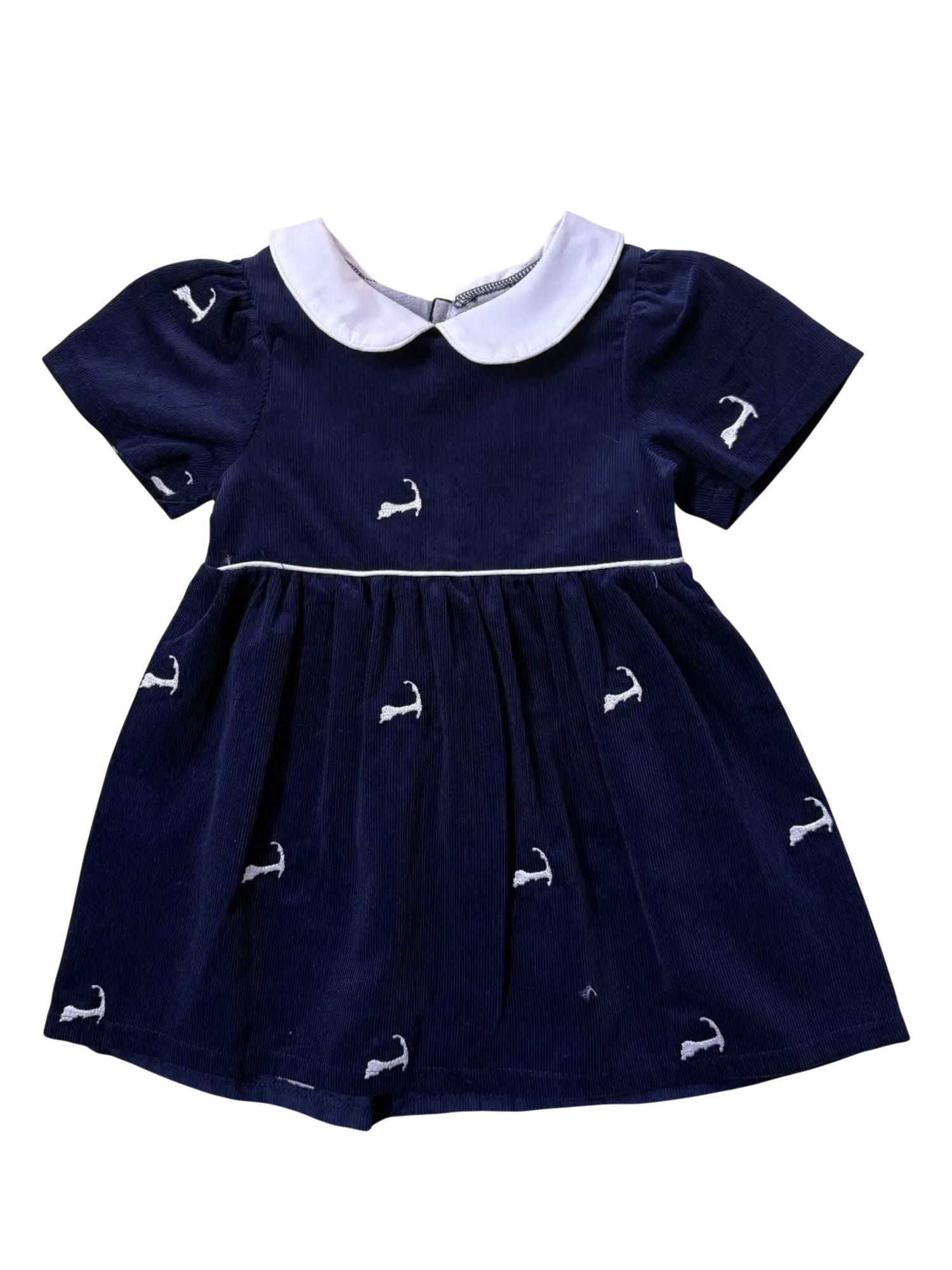 navy blue dress with white piping Navy with Striped Piping Keel Mini Dress