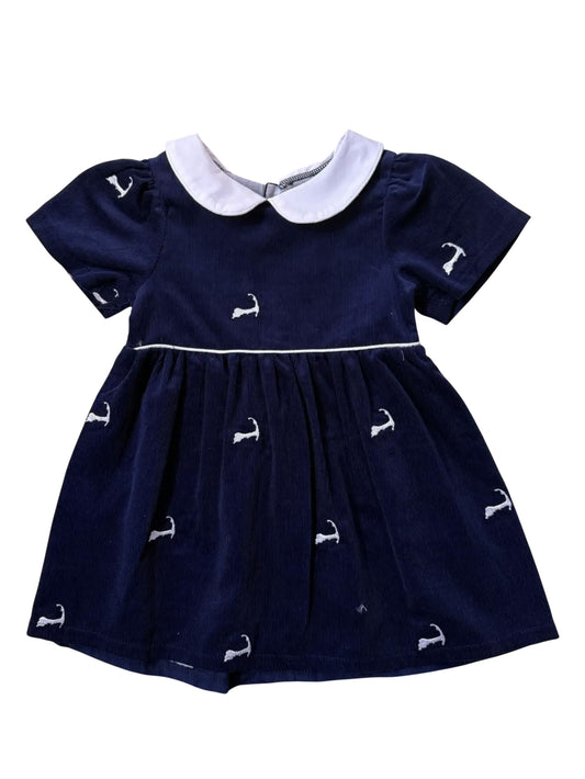 Navy Corduroy Dress with White Cape Cods