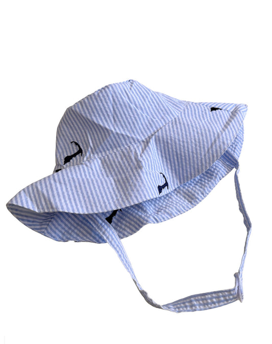 Light Blue Seersucker with Navy Cape Cod Bucket Hat