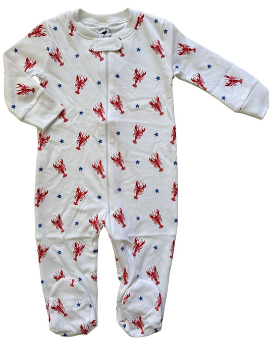 Lobster + Stars Baby Zip Romper