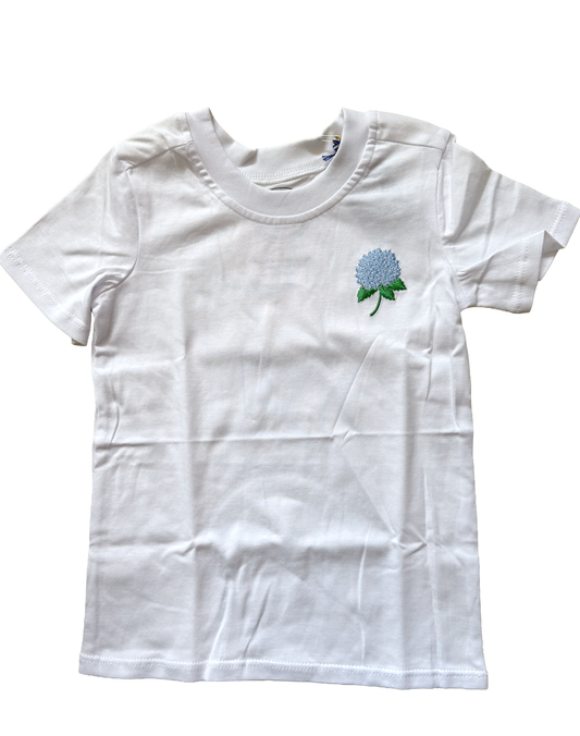 White Embroidered Hydrangea Icon Tee Shirt