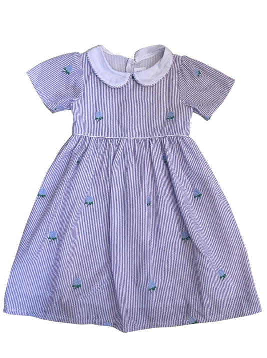 Lilac Seersucker Hydrangea Dress Peter Pan Collar
