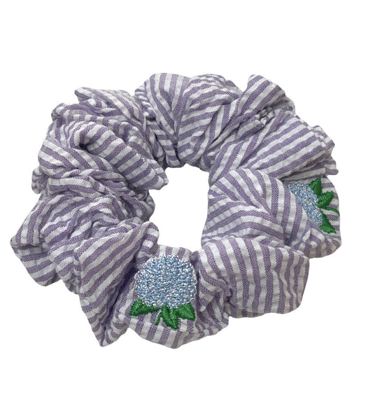 Lilac Seersucker with Hydrangea Scrunchie