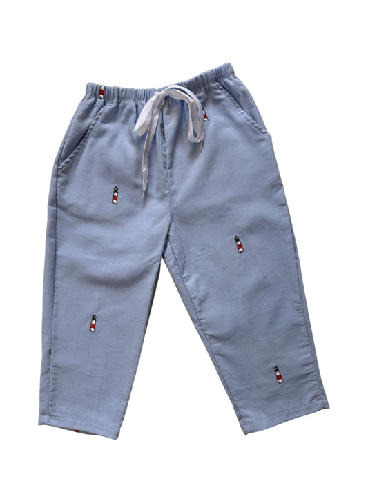 Light Blue Corduroy Pants with Sankaty Lighthouse