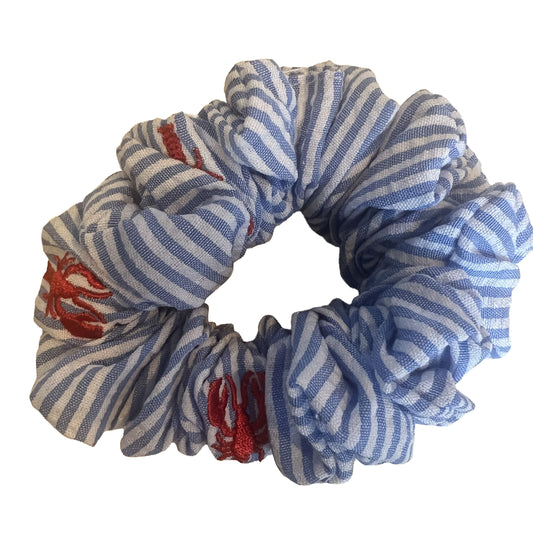 Light Blue with Red Lobster Scrunchie