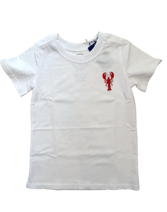 White Embroidered Red Lobster Icon Tee Shirt
