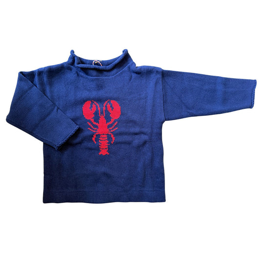 Lobster Rollneck Sweater, Navy & Red