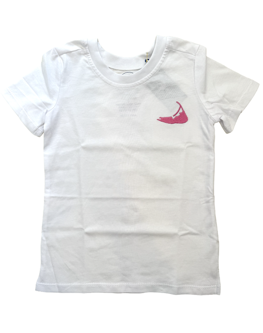 White Embroidered Pink Nantucket Icon Tee Shirt