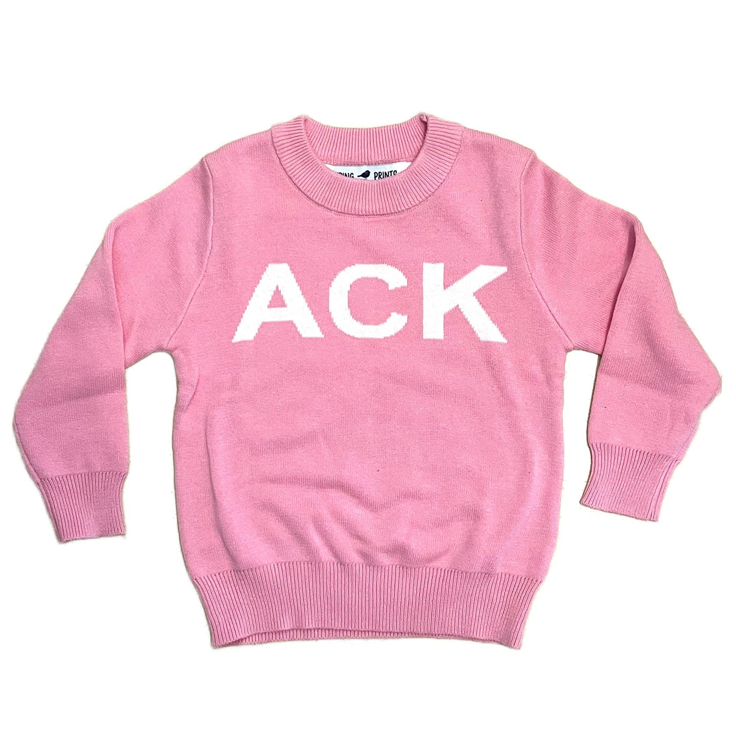 Pink ACK Cotton Crewneck Kids Sweater