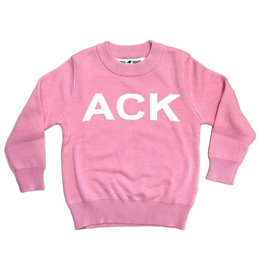 Pink ACK Cotton Crewneck Kids Sweater