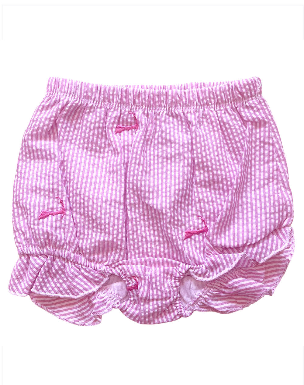 Pink Seersucker Baby Bloomers with Cape Cods