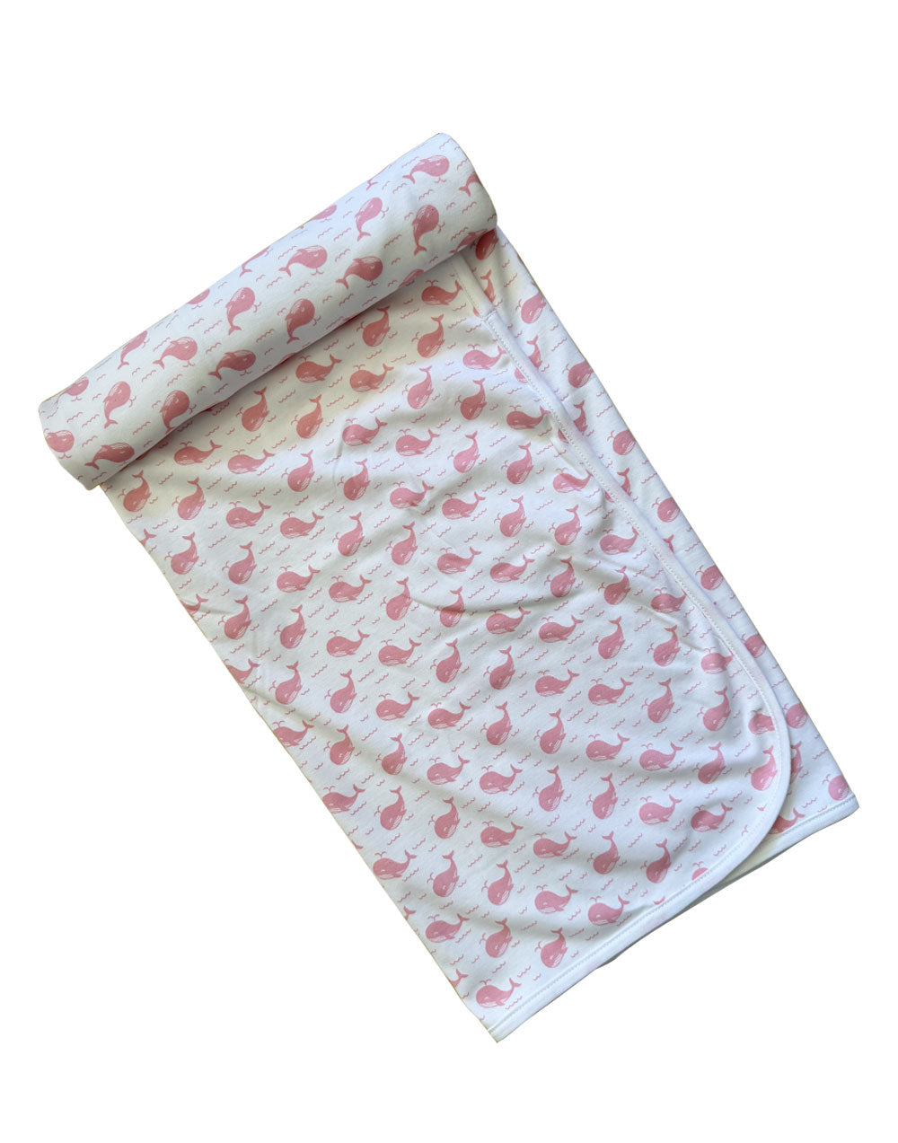 Pink Whales + Waves Baby Blanket