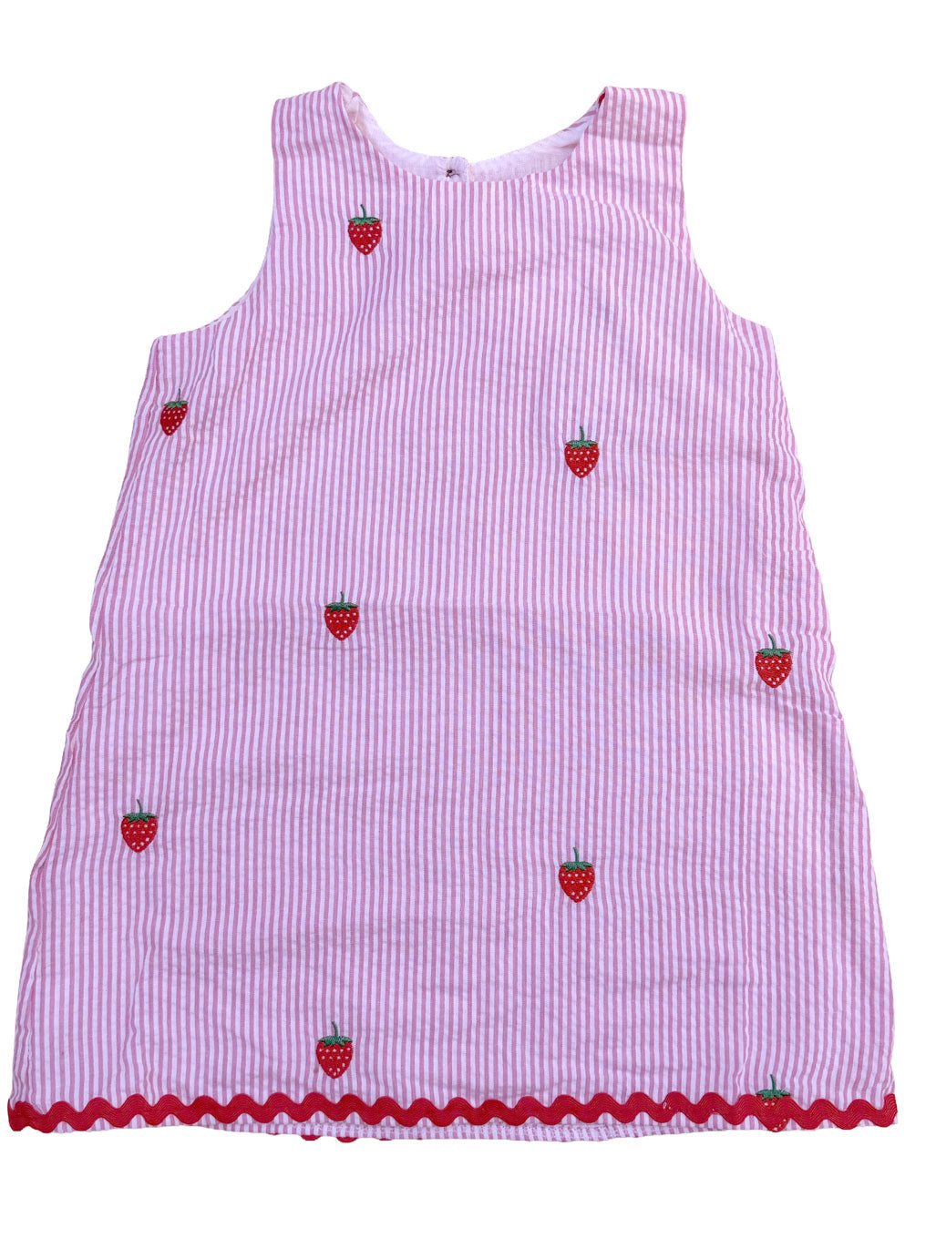 Pink Seersucker Strawberry Dress