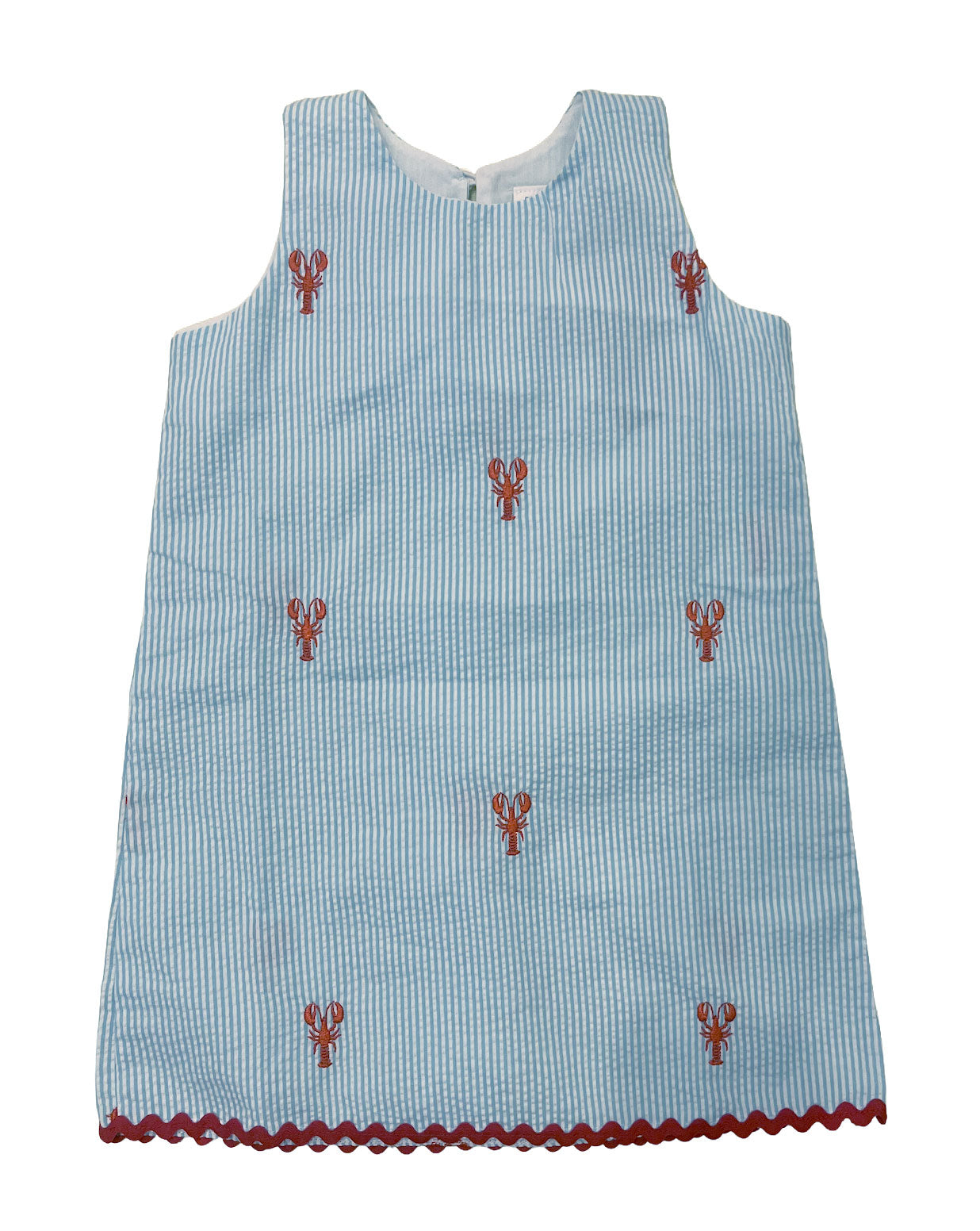 Turquoise Seersucker Dress with Red Lobsters